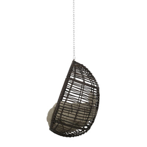 English Elm Christopher Knight Home® - MORRIS Teardrop Hanging Chair with 8ft Chain — Durable Woven Rattan, Water‑Resistant Cushions, Cozy Lounge Khaki+Brown 70773.00KHAKMULBRN
