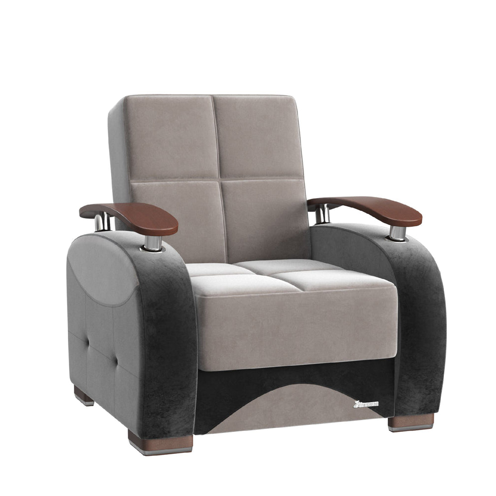 English Elm PrimeNest Yalise Convertible Upholstered Armchair with Storage & Pillows, Microfiber Gray, Space-Saving B030P286239