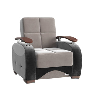 English Elm PrimeNest Yalise Convertible Upholstered Armchair with Storage & Pillows, Microfiber Gray, Space-Saving B030P286239