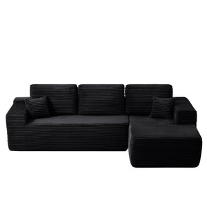 English Elm 104" Modular L-shape Sectional Deep Seat Corduroy Couch with Chaise for Living Room W3975S00033
