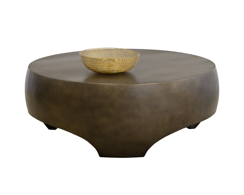 Sunpan Tarsus Coffee Table - Industrial Chic Design with Sculpted Concrete Finish for Indoor and Outdoor Spaces Antique Bronze