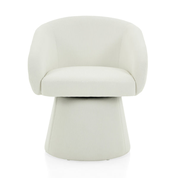 English Elm Christopher Knight Home® - Modern Swivel Narrow Corduroy Accent Chair with 360° Rotation, Compact Barrel Seat, 300 lb Capacity, Beige Comfort N765P292088B