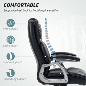 English Elm Premium High Back Pu Leather Executive Chair with Foam Cushion and Swivel Base T3971P408837