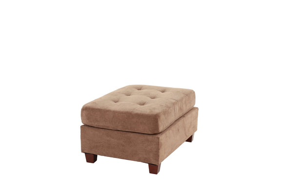 English Elm Cocktail Waffle Suede Ottoman in Truffle with Tufted Cushion, Plush 36"x26"x20" Accent Seat Hardwood Base B01152305