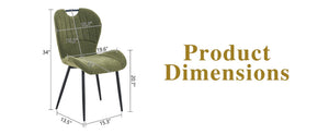 English Elm Set of 4 Olive Fabric Dining Chairs Ergonomic Cushion Black Steel Frame Modern Black+Green W1151P454883