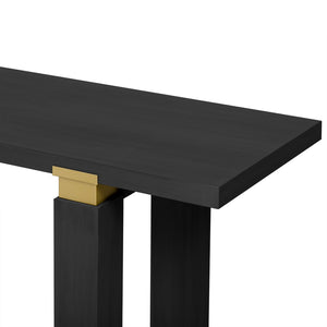 English Elm U_Style 62.9" Modern Minimalist Console Table With Solid Wood & Metal Accents, Ideal For Entryways N711P289140B-GIGA