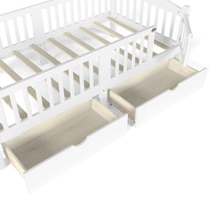 English Elm Metal Twin Over Full Bunk Bed White Steel Frame Space Saving Slat Support for Teens White W1580P383105