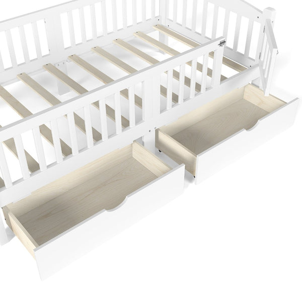 English Elm Metal Twin Over Full Bunk Bed White Steel Frame Space Saving Slat Support for Teens White W1580P383105