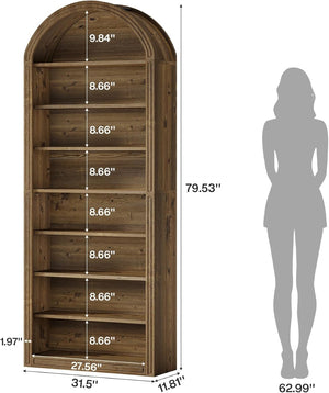 English Elm Display Cabinet Wall Mounted 5 Tier Glass Door Shelving for Collectibles Matte Black T3971P449818