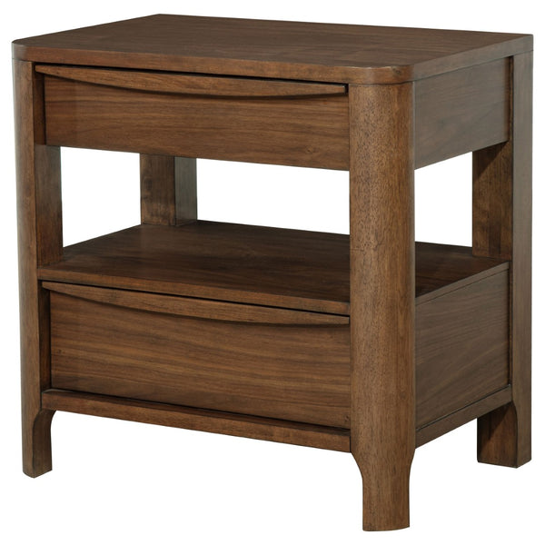 English Elm Mirador Elm Veneer 2-drawer Nightstand with Felt-lined Storage and Cord Management B062P447804