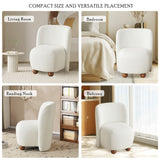 Christopher Knight Home® - Noble House - - Ultra-Soft Modern Low-Back Armless Accent Chair With Skin-Friendly Upholstery And Exquisite Round Pine Wood Feet, For Small Living Spaces, Living Room, Bedroom, Balcony, Office, Reading Nook, White