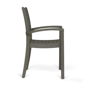English Elm Christopher Knight Home® - Outdoor Dining Chair with Teak Finish — Stacking Resort-Style Patio Seating, Handcrafted Durable Wood Craftsmanship Grey N769P234974G