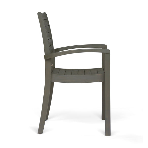 English Elm Christopher Knight Home® - Outdoor Dining Chair with Teak Finish — Stacking Resort-Style Patio Seating, Handcrafted Durable Wood Craftsmanship Grey N769P234974G