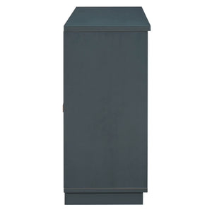 English Elm TREXM 4-Door Large Storage Buffet Cabinet with Glass Doors, Adjustable Shelves and Cable Port Navy N715P247544M
