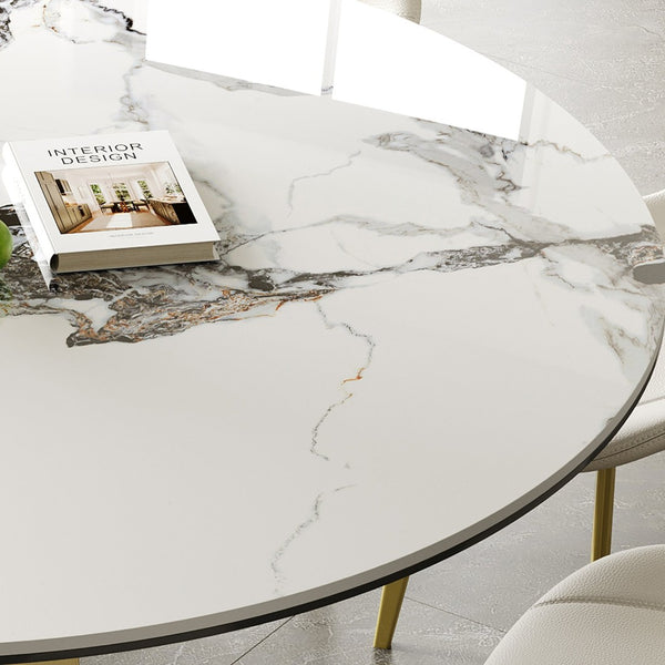 English Elm 53 Inch Round Smoked Glass Dining Table with Gold Steel Base Seats Eight W2700S00092