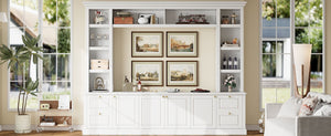 English Elm All-in-one Modern Entertainment Center with Bookcase Shelves for Living Room Display White N710S688101K