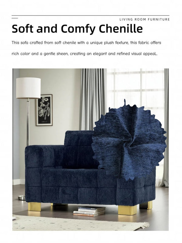 English Elm Fx-p54-1s-rb Plush Polyester Accent Chair with Gold Metal Legs for Modern Interiors W576S00171