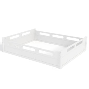 English Elm Queen Low Profile Floor Bed Pine Wood Frame Japandi Minimalist Bedroom Design White W1580P438794