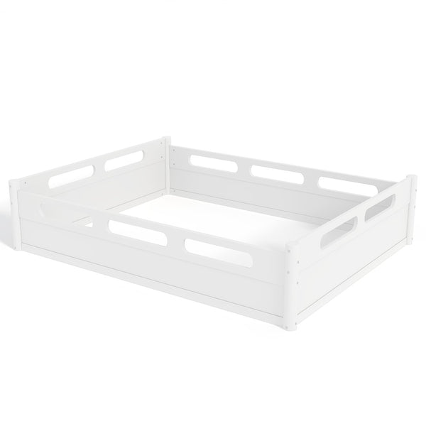 English Elm Queen Low Profile Floor Bed Pine Wood Frame Japandi Minimalist Bedroom Design White W1580P438794