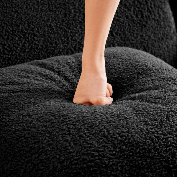 English Elm U-Shaped Plush Teddy Fabric Boneless Sofa - No Assembly, Ergonomic Design, Perfect For Living Rooms! W714S01460-GIGA