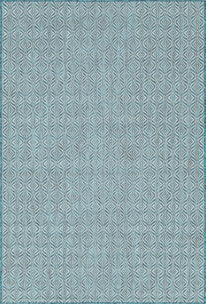 Unique Loom Outdoor Trellis Deco Trellis Machine Made Trellis Rug Teal, Ivory 6' 1" x 9' 0"