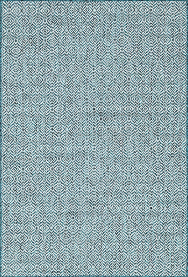 Unique Loom Outdoor Trellis Deco Trellis Machine Made Trellis Rug Teal, Ivory 6' 1" x 9' 0"