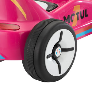 English Elm 12v Kids Electric Go Kart with Parental Remote Dual Motors Led Bluetooth Pedal Rose Red W2181P201029