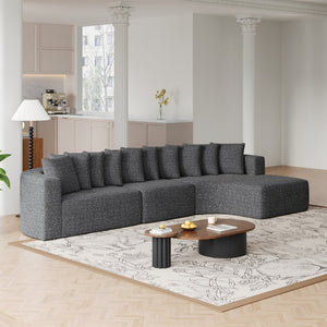 English Elm 131.1-inch Chenille Cloud Sectional with Memory Foam Cushions and 10 Plush Pillows W3505S00015