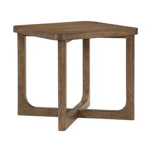English Elm 1pc Square Wood End Table with Walnut Veneer and X-Base, Contemporary Side Table for Living Room Amenities Light Brown 36.5 L x 28 W x 9 H B011P387123