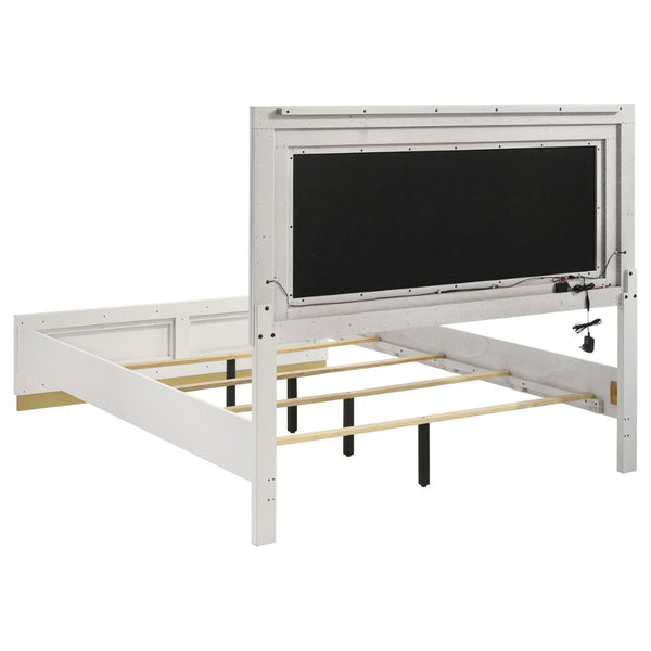 English Elm Sophia White 4-Piece Eastern King Bedroom Set - Luxe Modern Design With Gold Accents & Storage B062S01074-GIGA