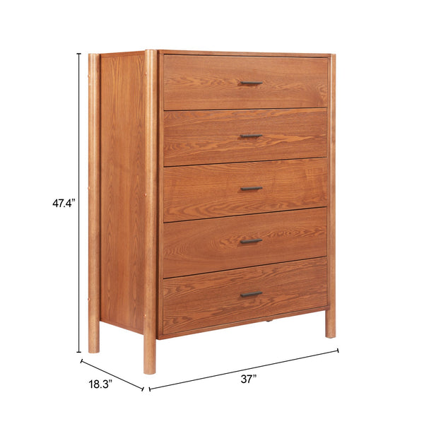 Zuo Modern Beleza Dresser - Premium Rubberwood Construction With Modern Design, Perfect For Stylish Storage Solutions Walnut Rubberwood 110658-zuo-modern