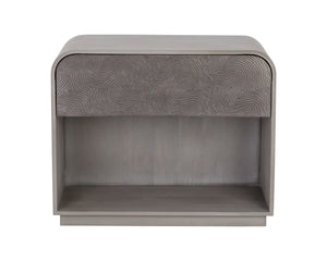 Sunpan Algarve Nightstand: Timeless Mid-Century Design with Antique Gold Accents and Unique Craftsmanship Grey
