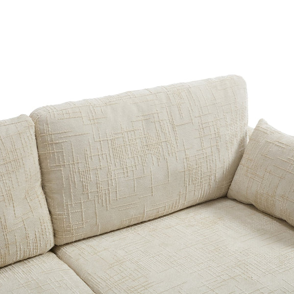 English Elm Modern chenille 2-seater sofa with LED lighting, USB charging, storage pocket, sturdy wood legs Beige W395P318540