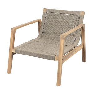 English Elm Outdoor Acacia Wood Rope Club Chair with Cushion for Coastal Patio Comfort N772P415592T