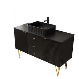 English Elm Gema 48" Black Bathroom Vanity With Gold Legs, Pre-Assembled Storage & Durable Ceramic Sink W2615S00291