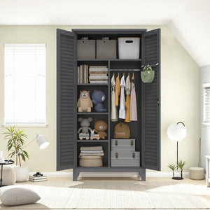 English Elm 73'' Premium Steel Tool Storage Cabinet Slate - Wall-Mountable 73" Vertical Organizer with Pegboard, Shelves, Rods W3387P351629