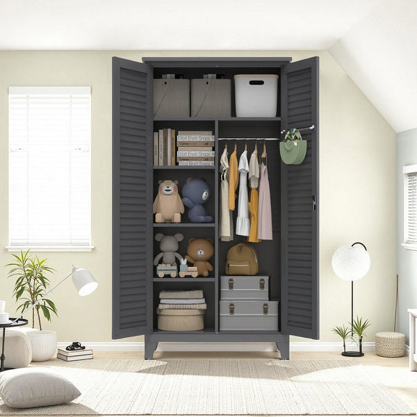 English Elm 73'' Premium Steel Tool Storage Cabinet Slate - Wall-Mountable 73" Vertical Organizer with Pegboard, Shelves, Rods W3387P351629