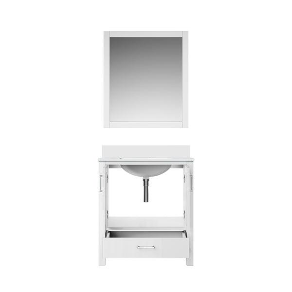 English Elm White Bath Vanity 30 in. W with White Quartz Top, Soft-Close Drawer, Mirror Included, Durable Finish B2731S00672