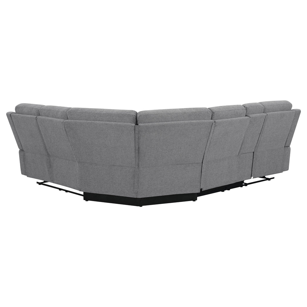 English Elm Aaron Smoke 3-piece Upholstered Sectional with Dual Recliners, Lift-Top Storage Consoles & Cup Holders, Smoke Performance Fabric Lounge B062S01015
