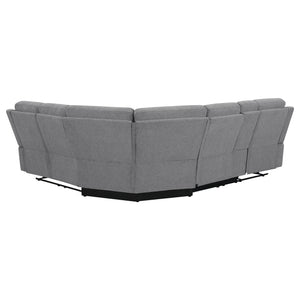 English Elm Aaron Smoke 3-piece Upholstered Sectional with Dual Recliners, Lift-Top Storage Consoles & Cup Holders, Smoke Performance Fabric Lounge B062S01015