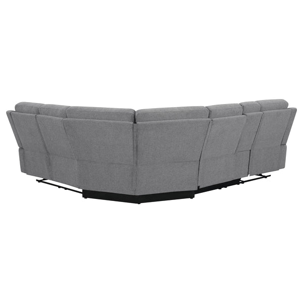 English Elm Aaron Smoke 3-piece Upholstered Sectional with Dual Recliners, Lift-Top Storage Consoles & Cup Holders, Smoke Performance Fabric Lounge B062S01015