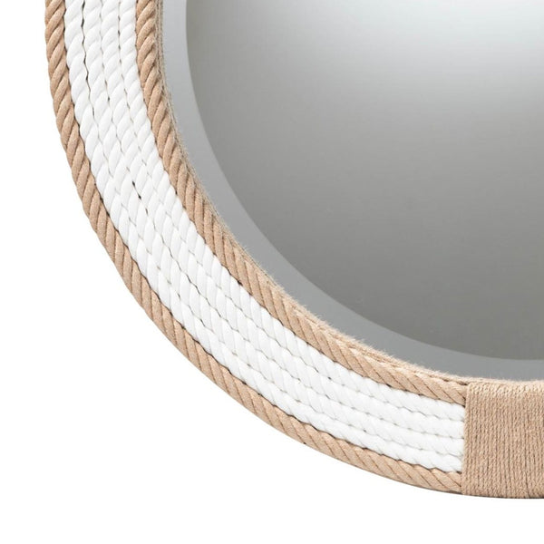 English Elm Round Braided Jute Rope Wall Mirror Natural Fiber Boho Coastal Accent Decor B2750P467833