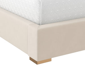 Sunpan Alisha Bed - Luxurious Upholstered Classic Design with Gold Accents for a Dreamy Bedroom Oasis King