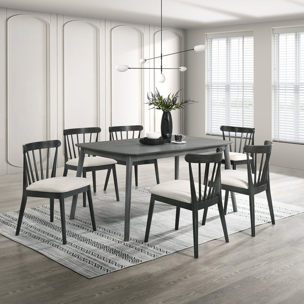 English Elm Set of 2 Rustic Farmhouse Dining Side Chairs in Black Solid Wood, Weathered Finish, Easy Assembly, Durable Seating W2537P214243