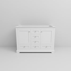 English Elm White 48-in Double Bath Vanity with Soft-Close Drawers, Solid Wood Frame, Fully Assembled Storage Solution B2731P258171