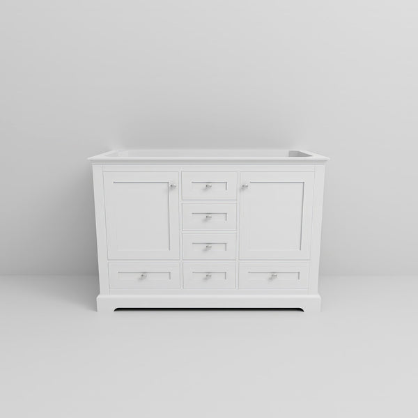English Elm White 48-in Double Bath Vanity with Soft-Close Drawers, Solid Wood Frame, Fully Assembled Storage Solution B2731P258171