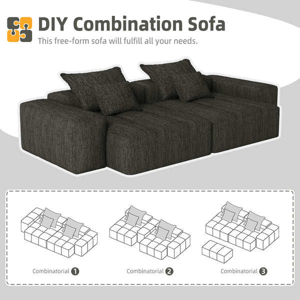 English Elm Modern Oversized Modular Sectional Sofa In Sparkling Chenille With 4 Pillows, No Assembly Needed! W1885S00066