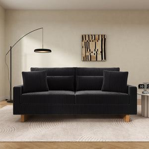 English Elm Modern Corduroy Upholstered Loveseat Sofa with Pocket Springs and Four Accent Pillows Black N763S000040B