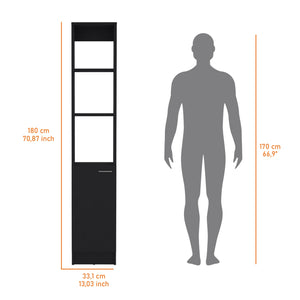 English Elm Brenda Tall Linen Cabinet for Bathroom — Slim 70.87" Storage Tower with 1 Door, Hidden & Open Shelves, Modern Design Black 46.07 L x 18.9 W x 5.12 H B128P189937