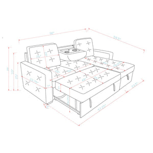 English Elm Gustavo Chalk Upholstered Sleeper Sectional with Storage Chaise and Usb Ports B201S00461
